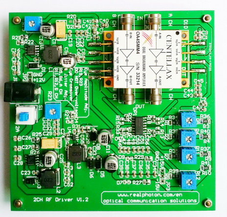 40G速率 CENTELLAX 双通道射频放大器 OA4SMM4 带驱动电路
